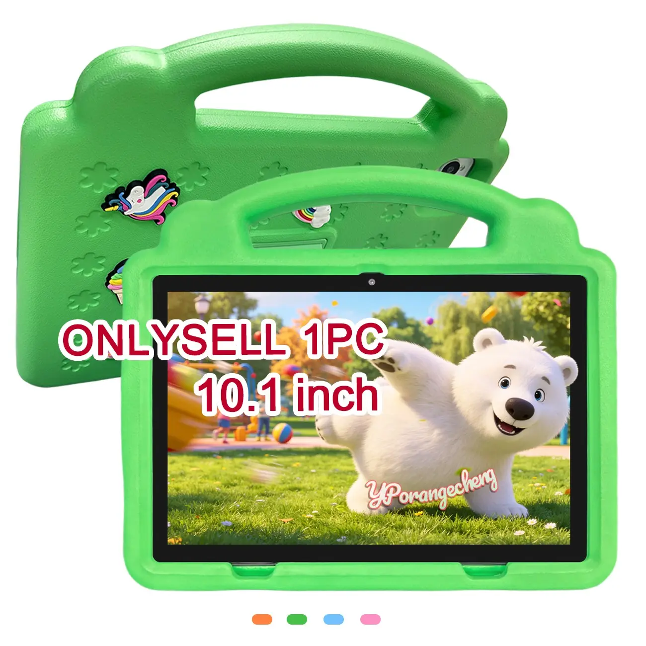 #SummerFinds 10.1 Inch Large Screen Android Kids Tablet for Online Class & Study, lightweight portable with shockproof case, HD IPS screen, 5G WiFi, Bluetooth & dual cameras, smart parental control, pink blue for boys girls, no power adapter