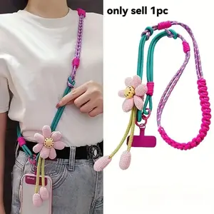 Women's Phone Lanyard, Crossbody, Neck and Wrist Strap, Multi-Functional Woven Rope, Fresh Style for Outdoor Travel and Hiking, Phone Charm, Phone Accessory