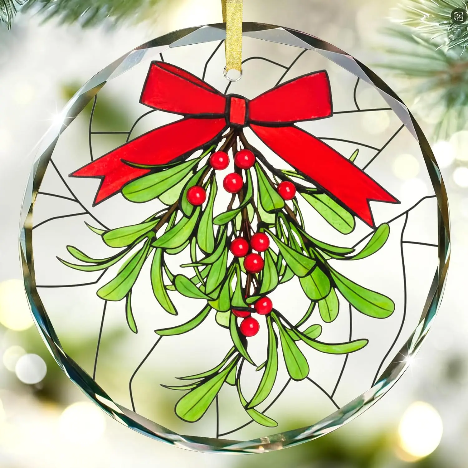 Mistletoe Ornament - Mistletoe Decoration 2025 Glass Christmas Ornament for Christmas Tree - Xmas  for Women Mom Grandma Couples Sister Exchange Present Ideas Holiday   Decor