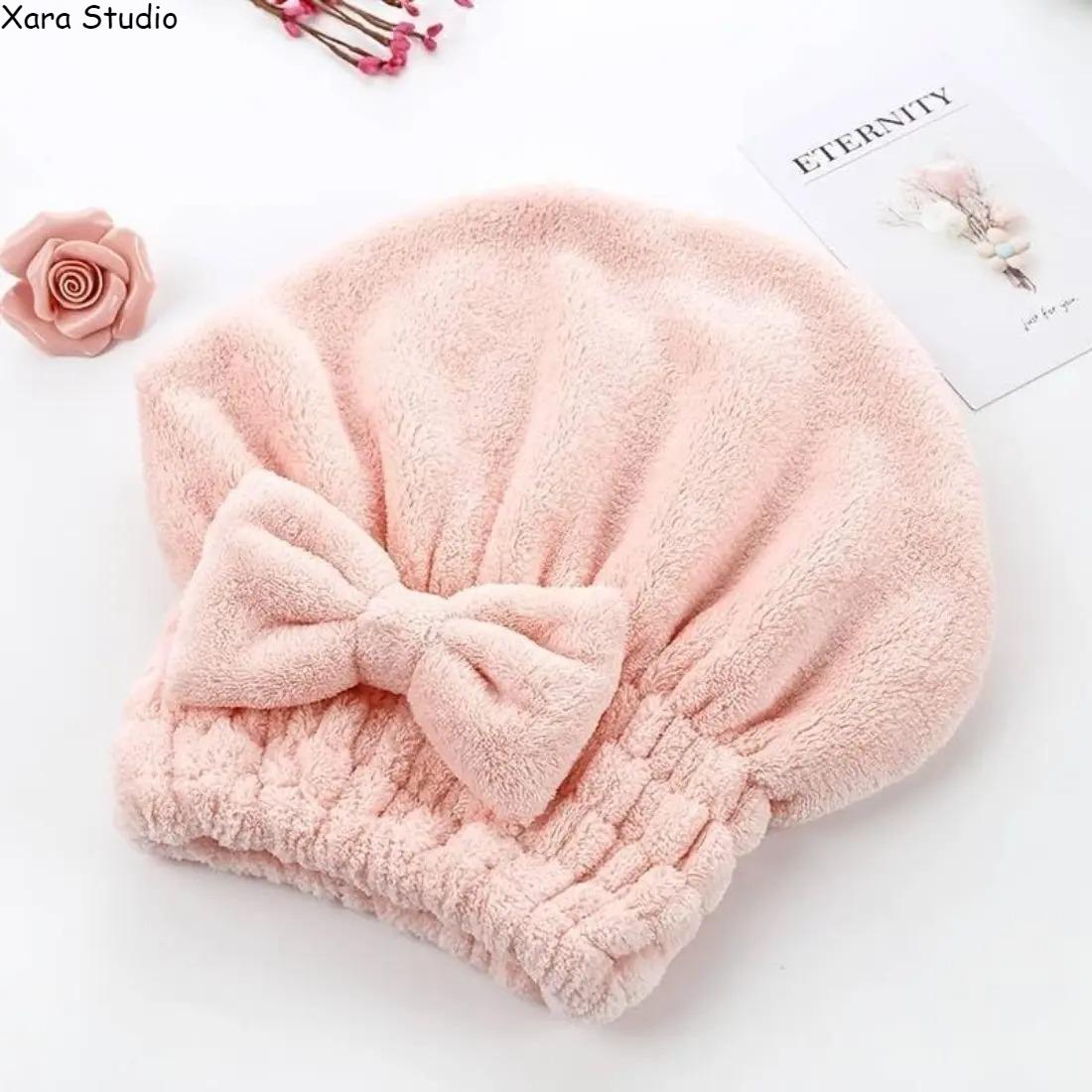 2-Pack Microfiber Hair Towel Wrap Cute Bow Knot Quick Dry Hair Turban Ultra Absorbent Soft Anti-Frizz for Women Girls After Shower Spa Self Care Daily Use