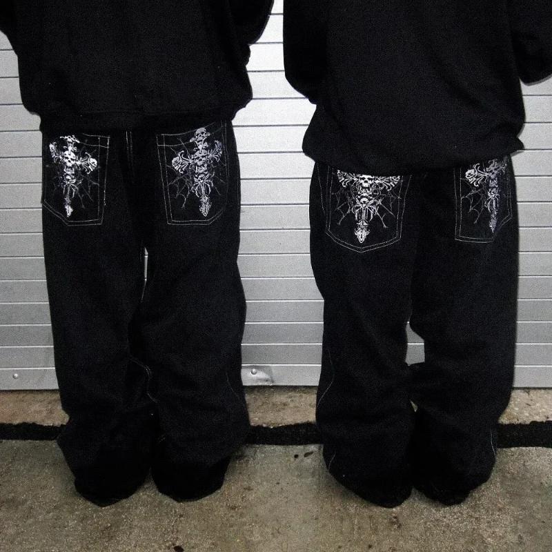 Y2K Jeans Baggy Pants Vintage 2000S American Hip-hop Punk Rock Fashion Versatile Denim Loose Streetwear Pocket Trouser