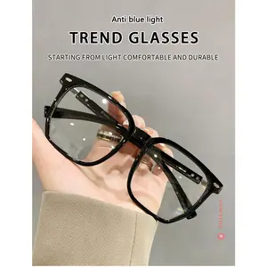 Photosensitive Color-changing Anti-blue-light Polygonal Large-frame Near-sighted Glasses 6023
