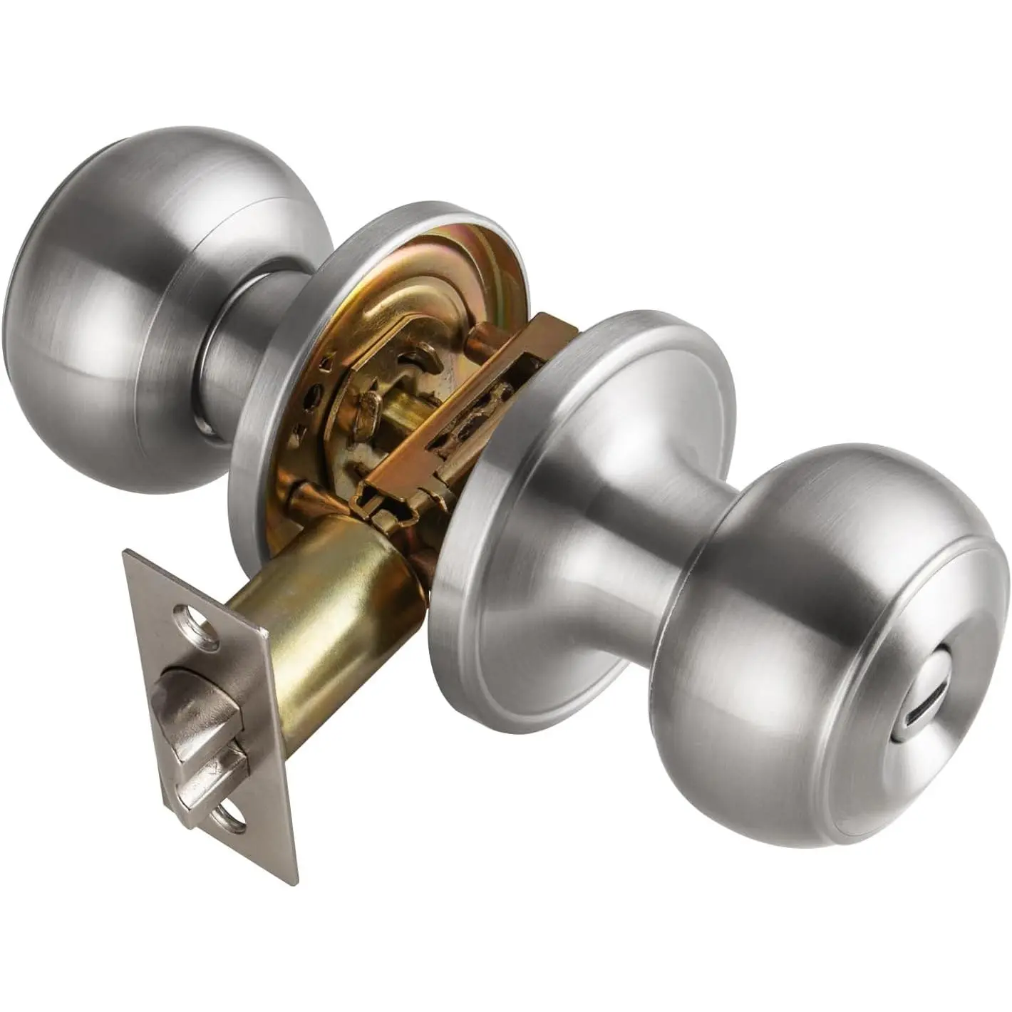 Brushed Nickel Door Knobs Interior,Bath & Bed  Door Knob, Keyless Door Lock Round Doorknobs