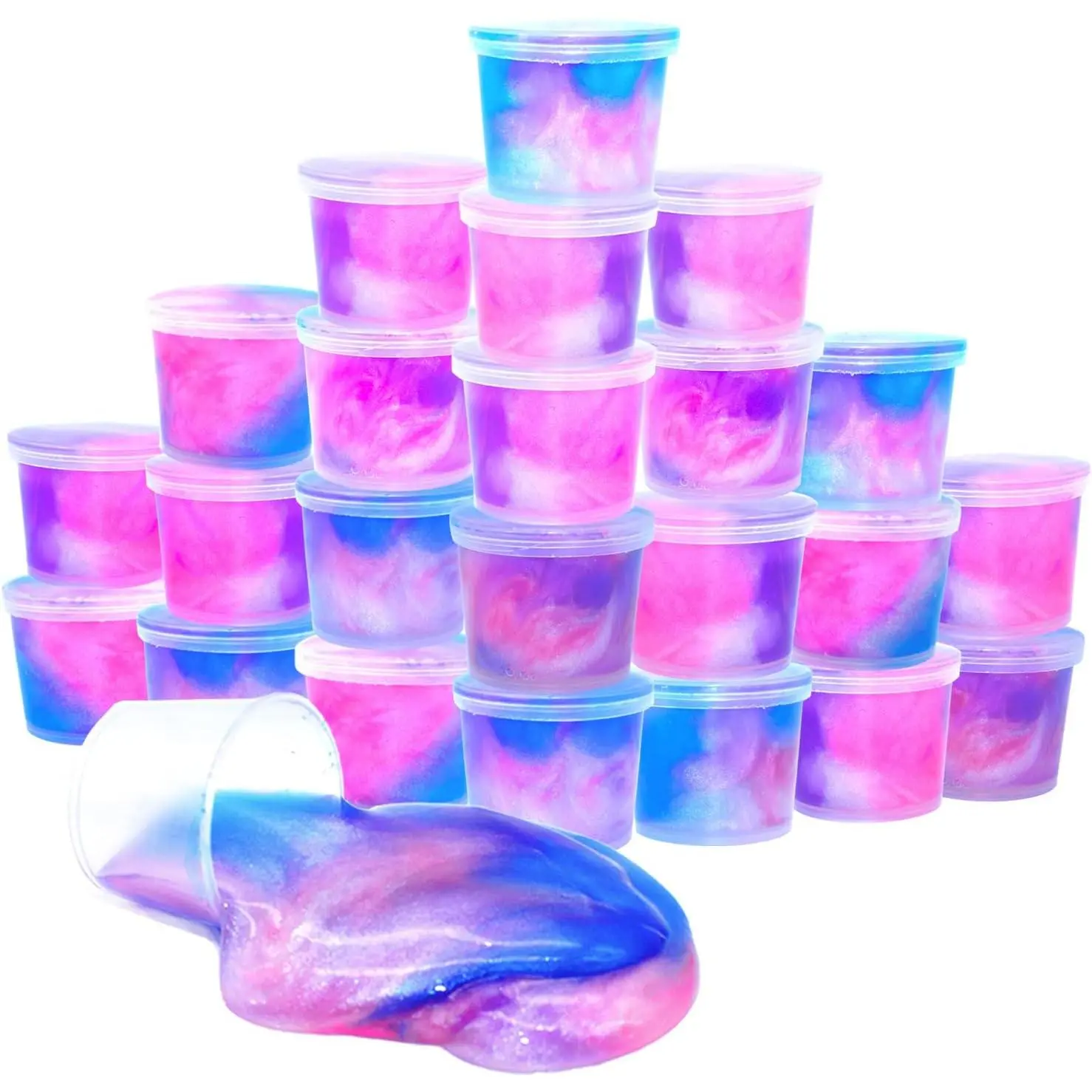 24-Pack Non-Sticky Wet Super Soft Slime - Non-Toxic Pet Supplies Stress & Anxiety Relief Toy, Birthday/Graduation Party Favor, Galaxy-Themed Easter Basket Filler for Girls