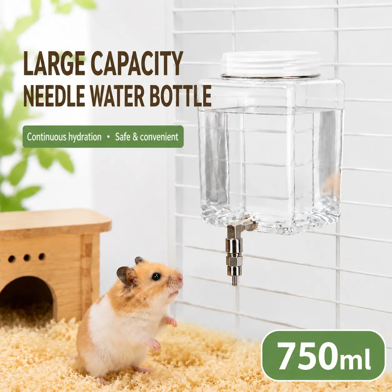 750ML Large Capacity Needle Water Bottle for Small Pets, Leak-Proof Automatic Waterer, Easy to Install in Cages, Pet Drinking Bottle