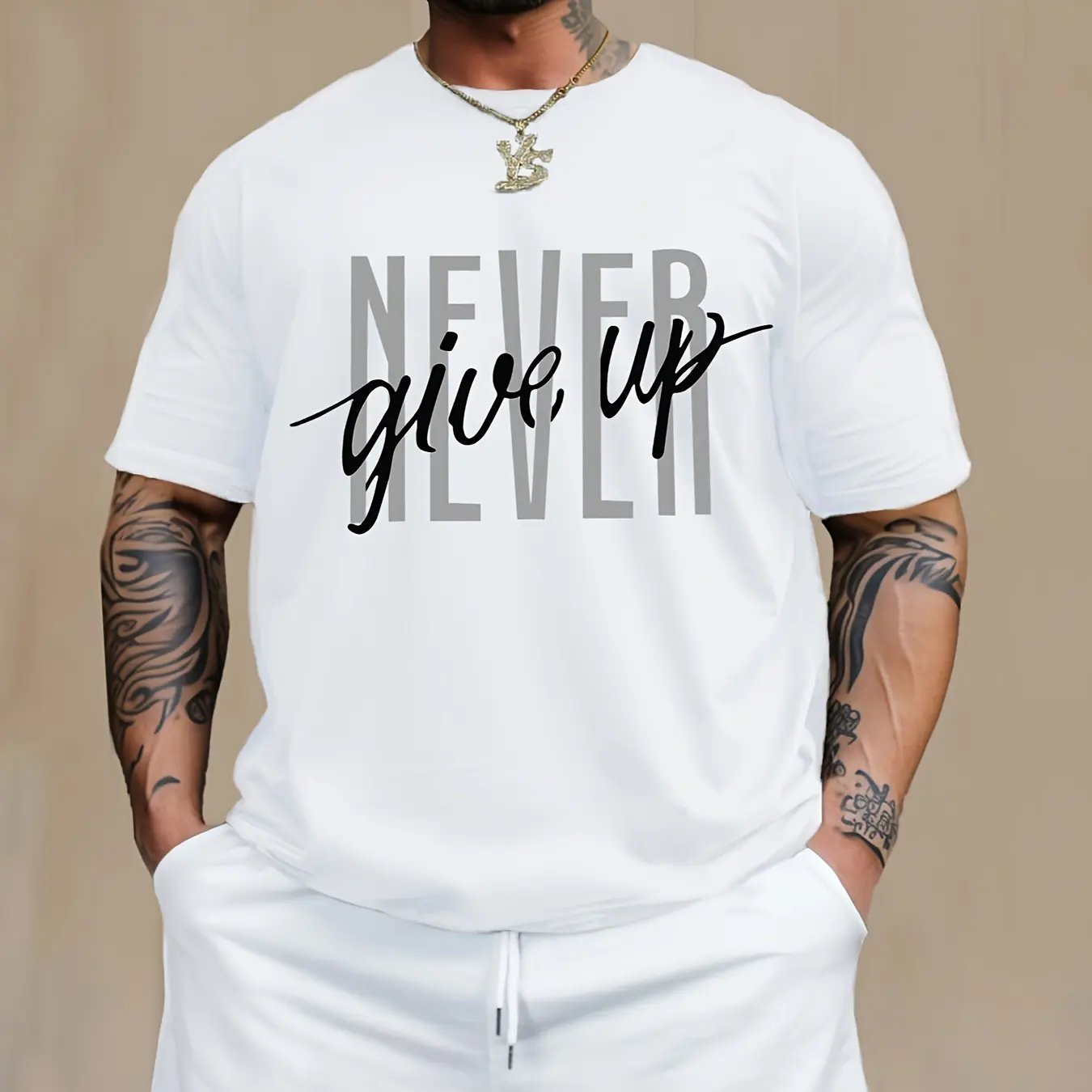1pc Never Give Up Script Cotton Heat Transfer Sticker, Washable And Durable, for T-Shirt, Pillow, Sweatshirt Decoration, Craft Patch Gift