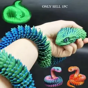 3D Printed Bendable Joint Snake Finger Toy, Realistic Snake Ornament, Desktop Decor, Gift, Miniature Doll, Anime Figure Model, Articulating Animal Figurines