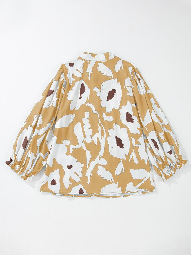 Women's Floral Print Long Sleeve Blouse, Casual Button Top for Daily Wear, Ladies Clothes for All Seasons