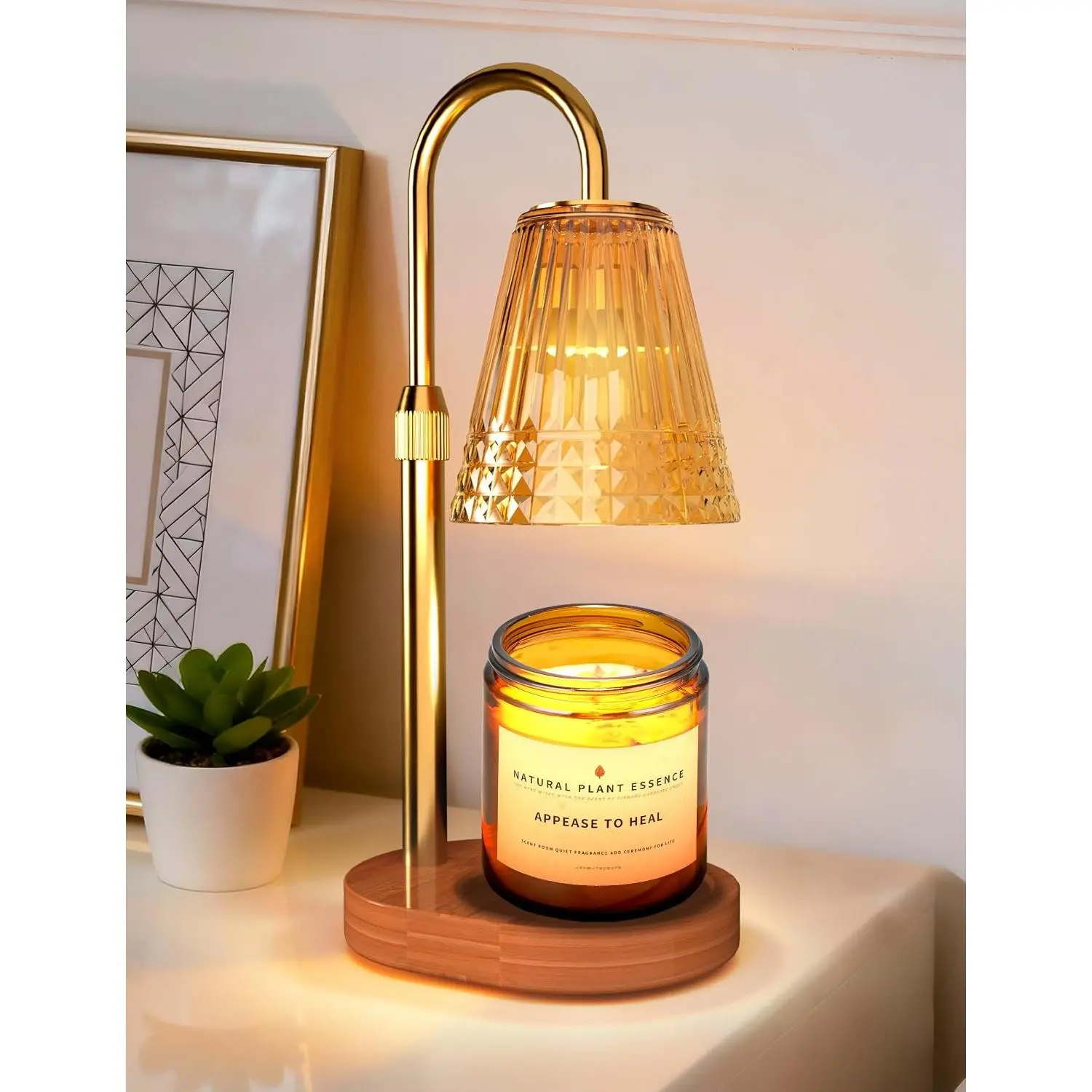 Candle Warmer Lamp with Timer and Dimmer, Flameless Wax Warmer for Scented Jar Candles, Height Adjustable Table Lamp, Cozy Home Decor for Bedroom Living Room, Aesthetic Gift for Women