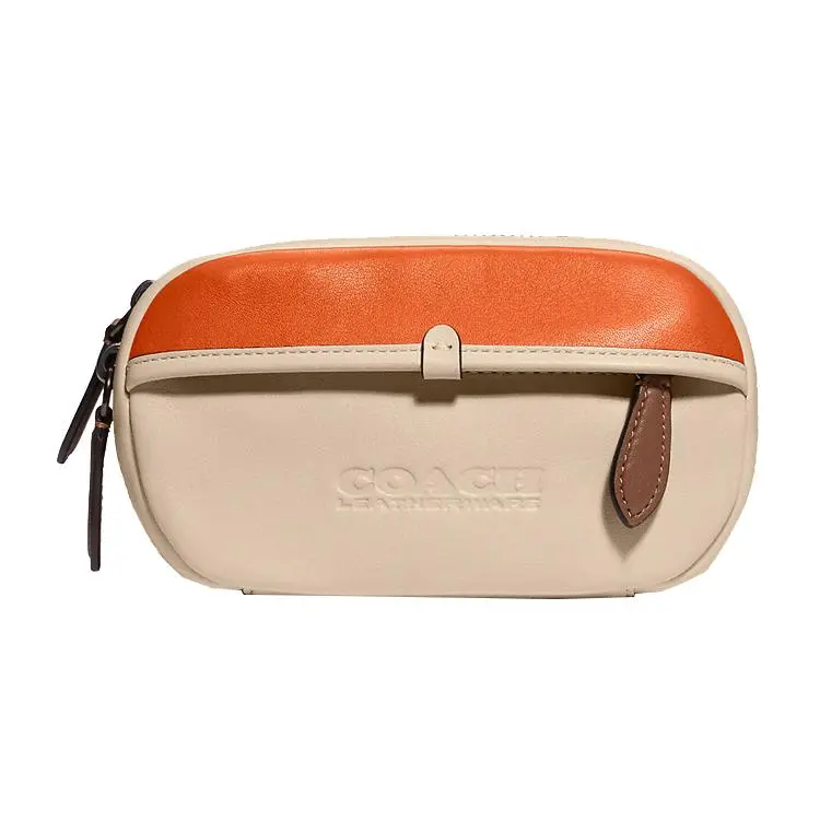 COACH Charter 17 Crossbody and Waist Bag for Men – Saffron and Off-White Color-Blocked Calfskin and Canvas