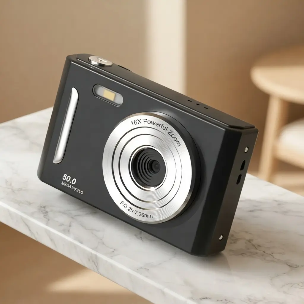 Vintage 5K HD CCD Point & Shoot Digital Camera for Teens - Retro Look, Nostalgic Filter Effects, Lightweight Portable, Built-in Flash, Rechargeable Battery, Easy to Use Perfect Gift