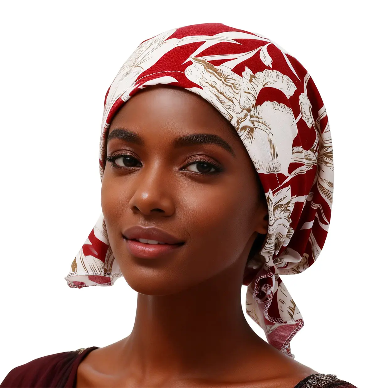 Effortless Floral Printed Stretch Jersey Scarf Bonnet Slip Resistant Adjustable Tie Back Head Cover Breathable Soft Hair Wrap Daily Resort Wear