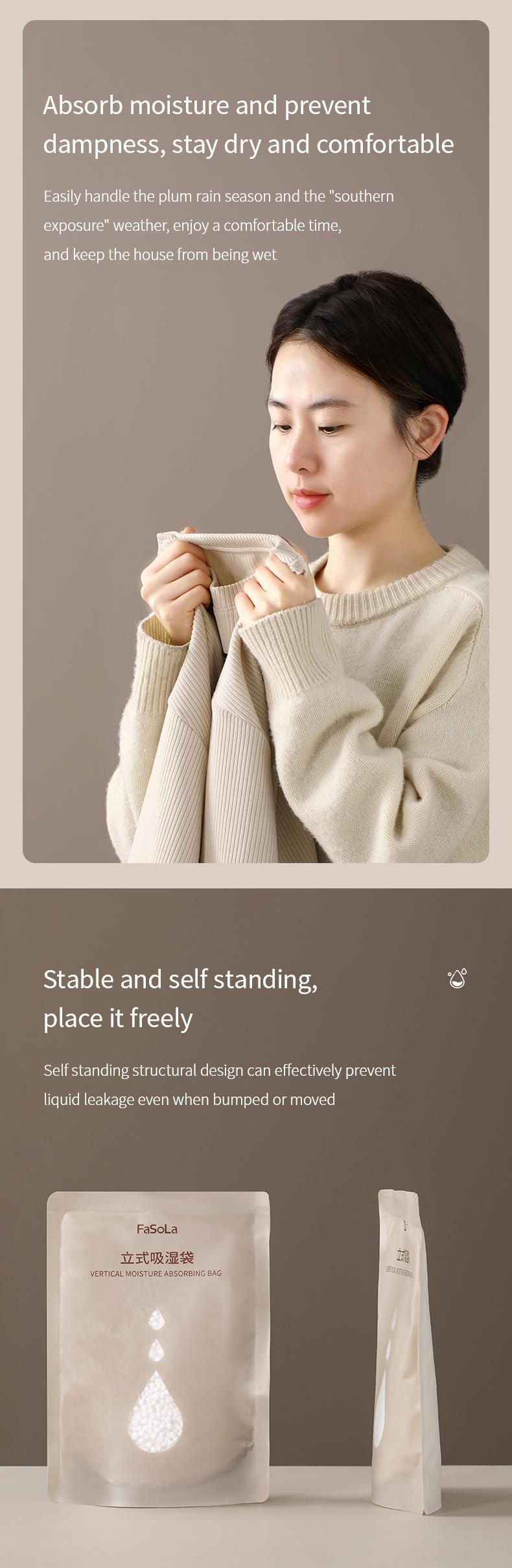 FaSoLa dehumidification bags remove musty odors, are desiccants, and are moisture-proof and mold-resistant bags for dormitory students to absorb moisture from bedding and clothing