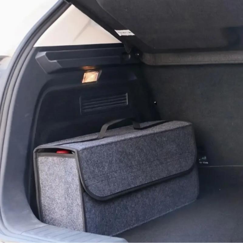 Large-Capacity Felt Car Trunk Storage Box, Portable Foldable Car Trunk Organizer, Car Interior Storage Container with Handle, Universal Car Accessories
