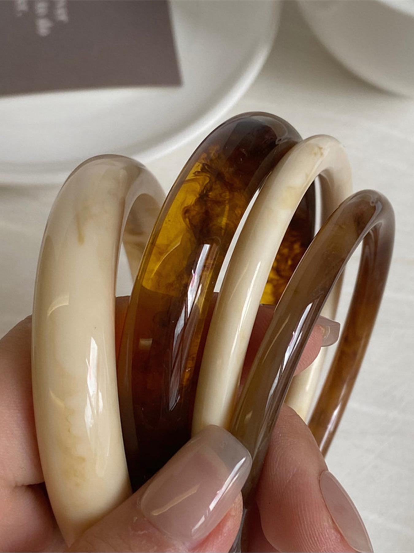 Elegant Vintage Style Acrylic Bracelets Set, Fashionable Minimalist Design, Perfect for Casual Wear & All-Season Parties, High Quality Bracelet