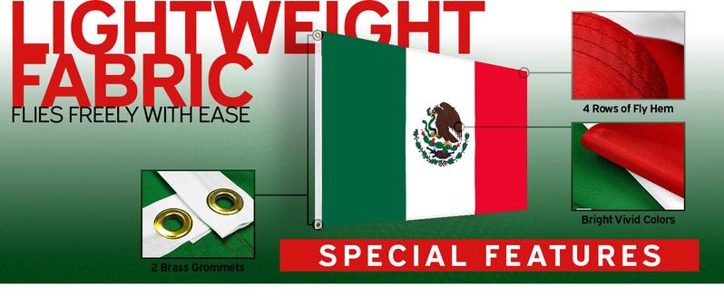 Mexico (Mexican) Flag 100D Printed Polyester 3x5 Ft