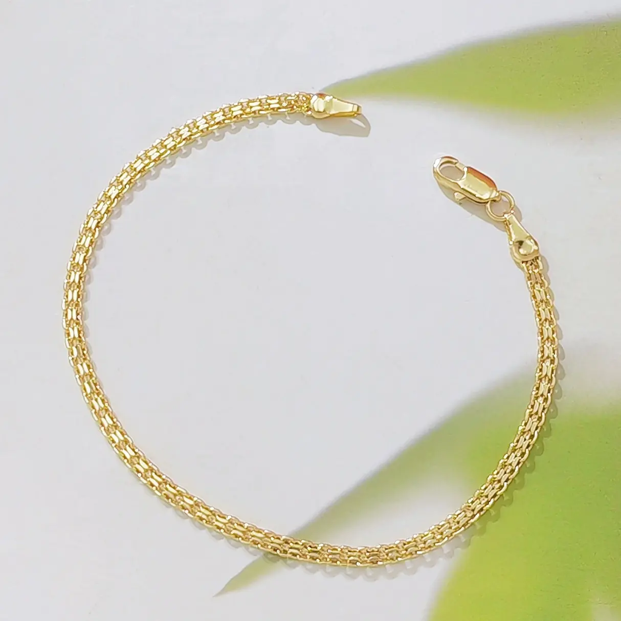18K Gold Plated Braided Mesh Popcorn Chain Bracelet - Dainty Round Link Bangle, Exquisite Gold Stacked Bracelet, Sporty Sports Wristband for Daily Everyday Wear (Unisex)