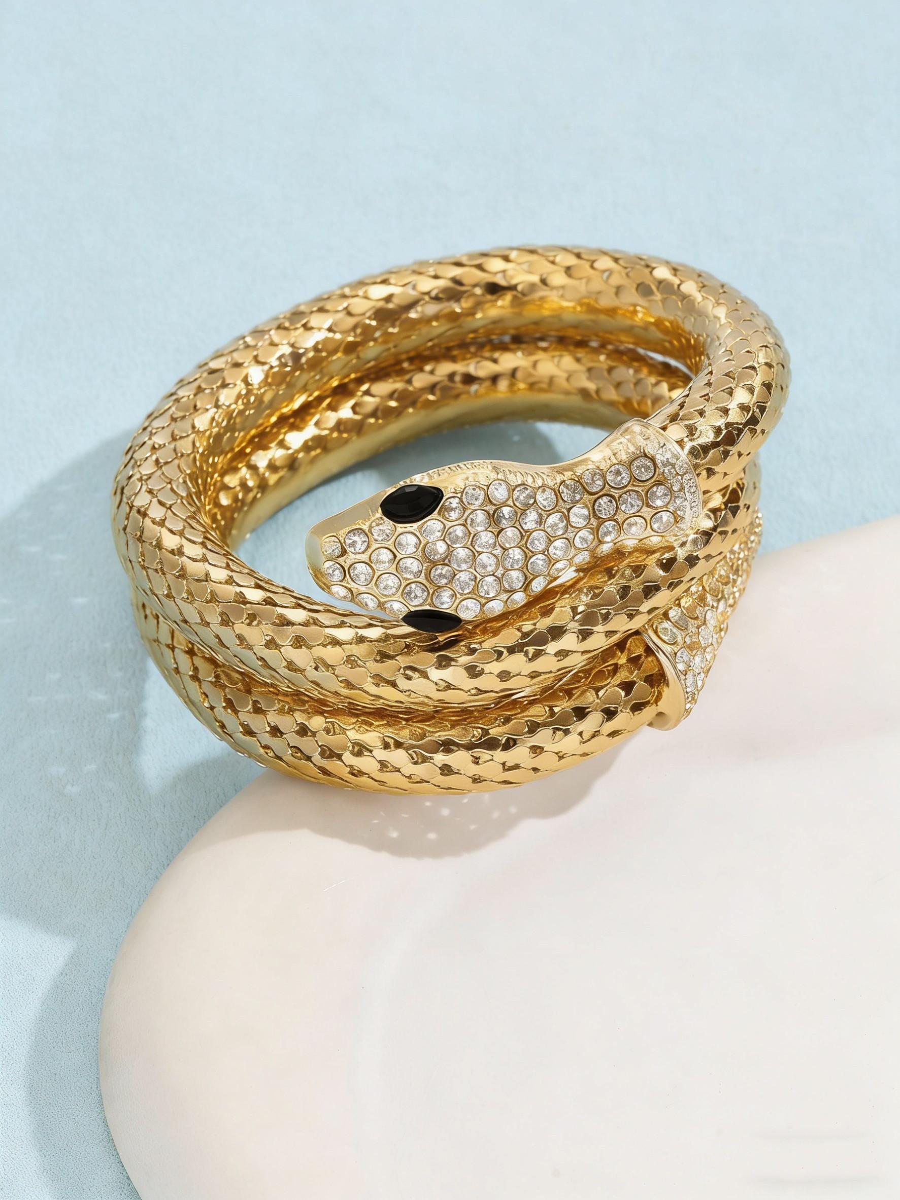 Elegant Snake Design Bracelet, Rhinestone Embellished, Bold Statement Jewelry, Perfect for Stylish, Unique Gift Idea