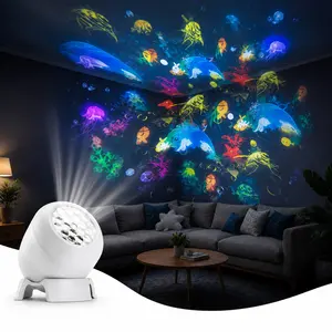 Rechargeable Ocean Projector Lamp,360° Rotating Dynamic Night Light,Ambient Light for Bedroom Living Room Game Room Home Decor,Indoor Decorative Light,LED Atmosphere Lamp,Ambient Vibe Lights