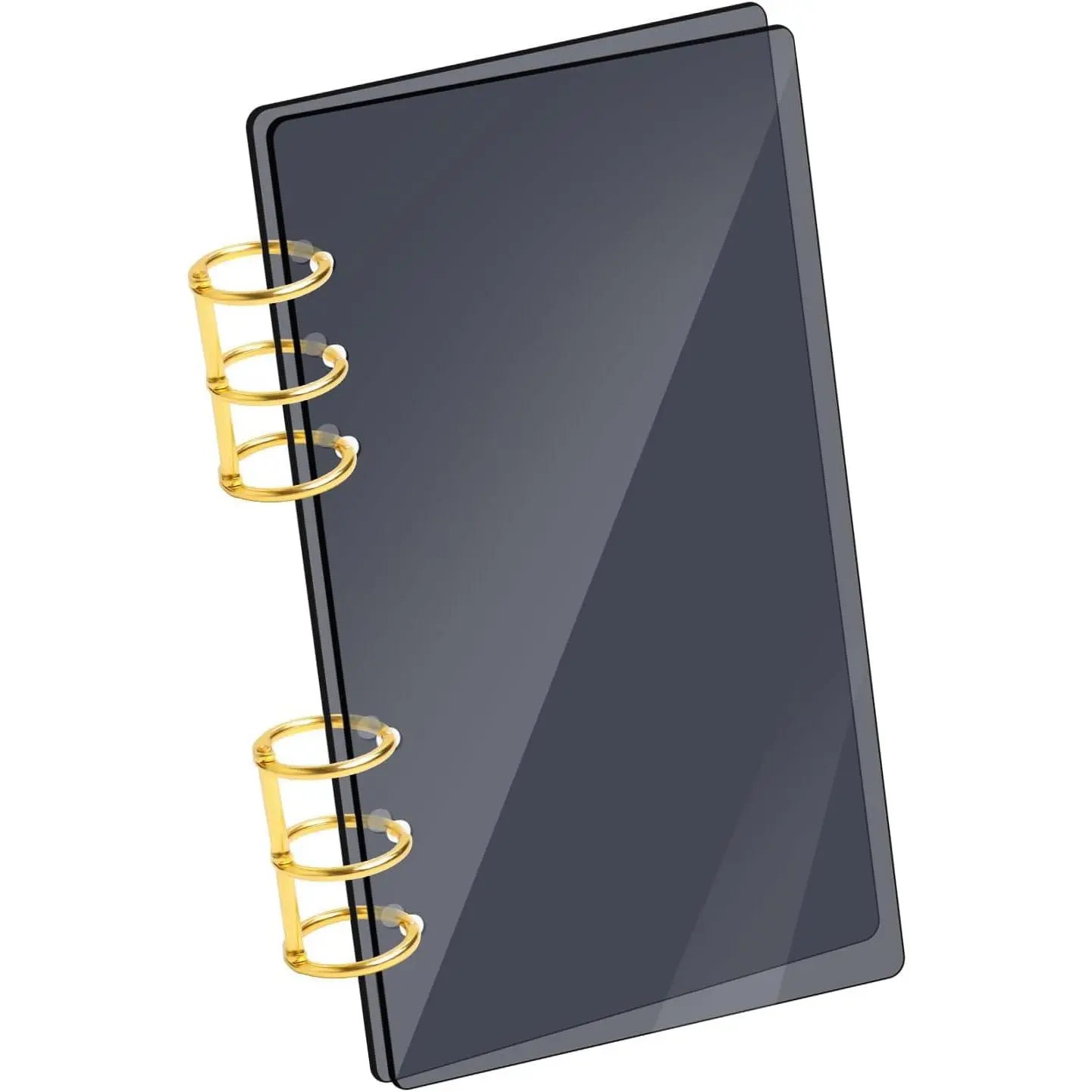 A6 Binder Black  Notebook Cover 6-Hole Binder Notebook Refillable Planner Cover with  Metal Round Ring for Meeting Travel Office