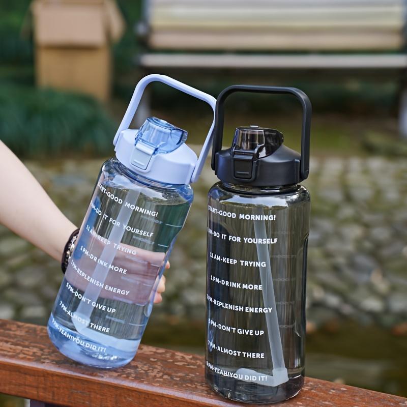 2000ml/67oz Large Capacity Water Bottle with Time Marker, Leakproof BPA-Free Tritan Plastic, Motivational Sports Bottle with Straw and Handle for Outdoor Fitness, Hydration Tracking Water Jug Drinkware Cup Tumbler Mug Bottled Washable