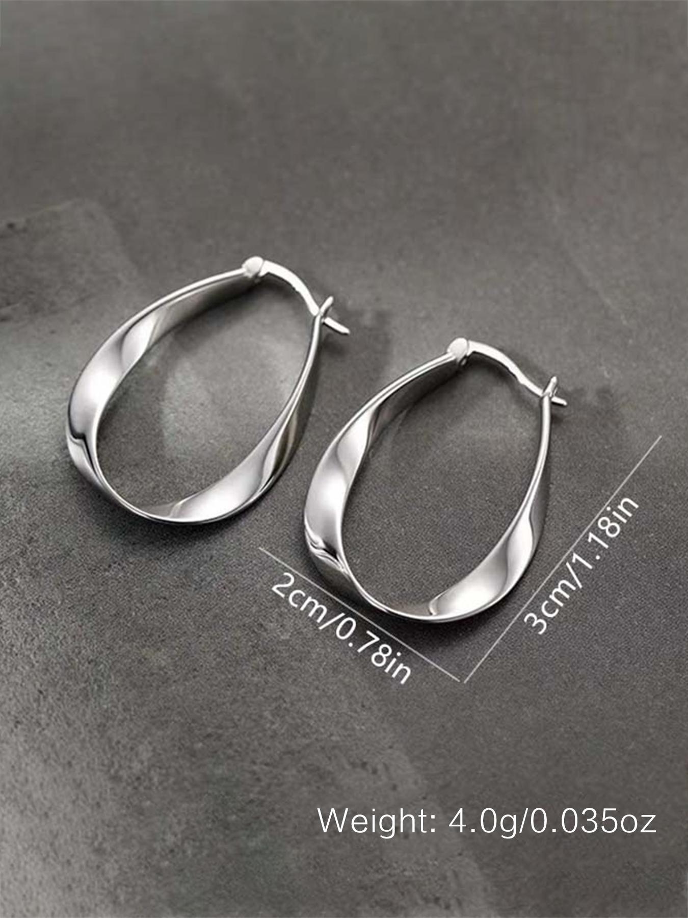 925 Sterling Silver Dangle Hoop Earrings, Fashionable Twisted Design Earrings for Women & Girls, Trendy All-match & Exquisite Jewelry for Birthday Gift