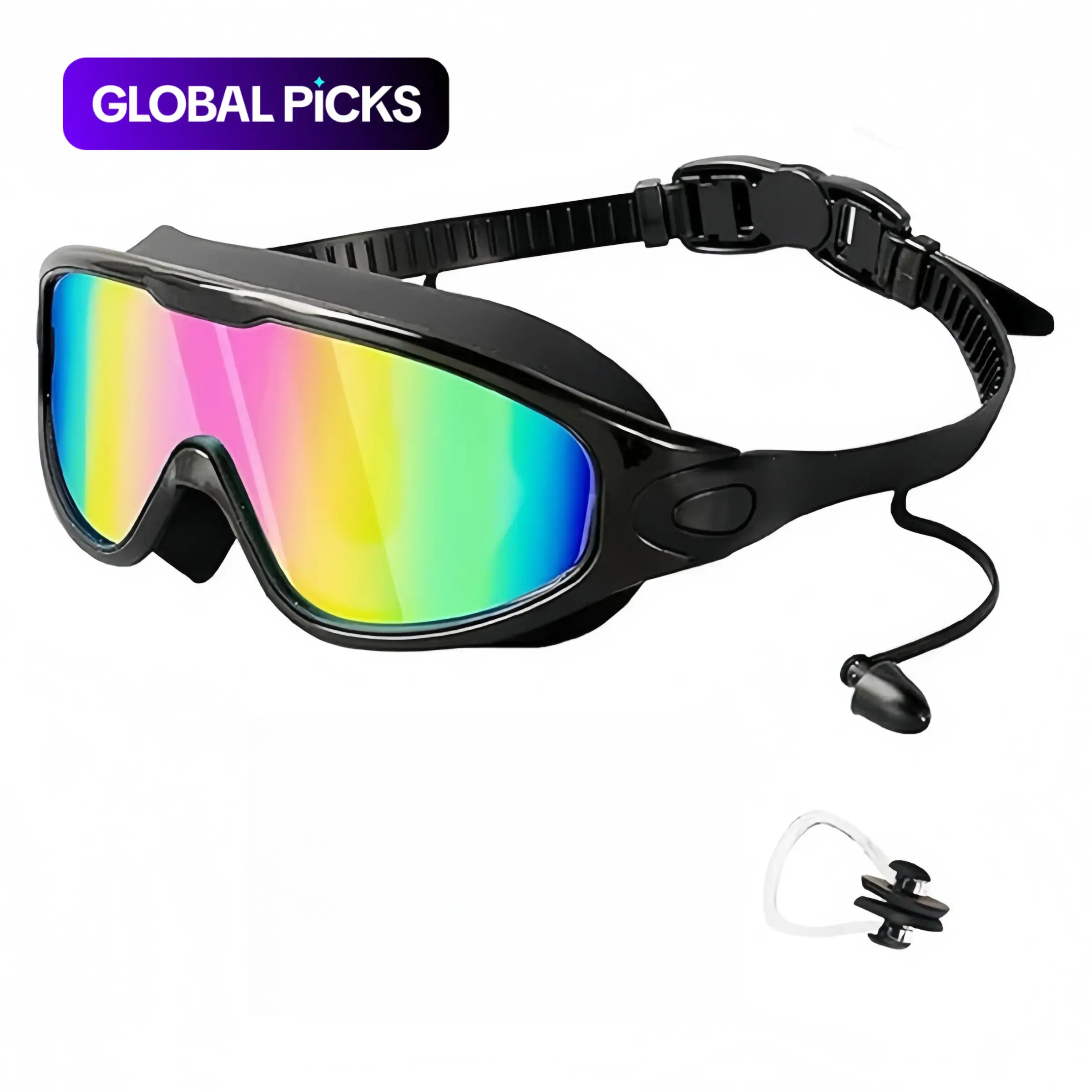 Waterproof Swimming Goggles with Storage Box, Anti-Fog Electroplated Swim Goggles with Ear Plugs, Ideal for Swimming and Diving, Swim Glasses #GLOBAL PICKS