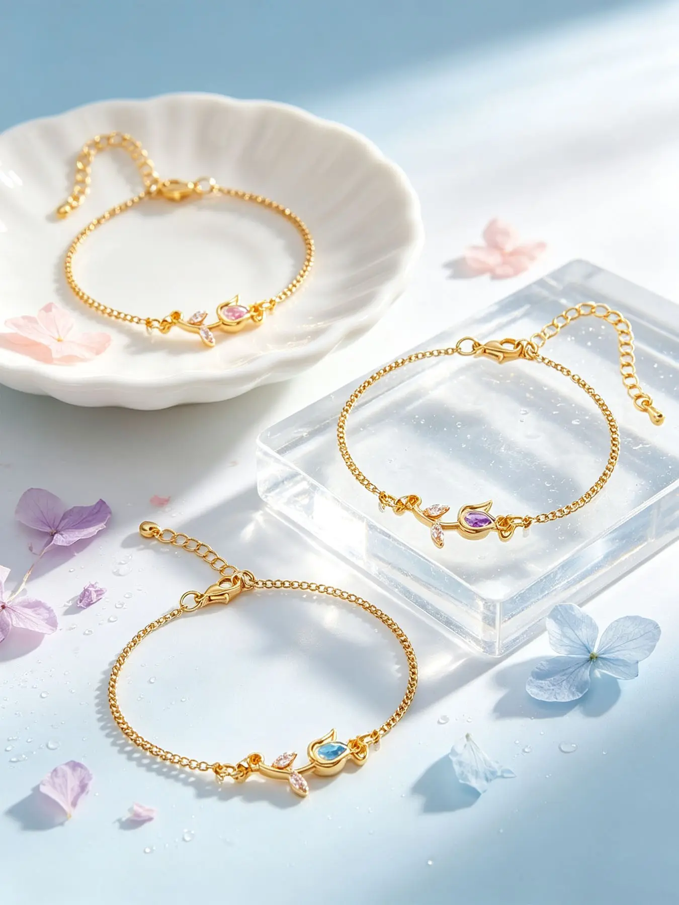 Tulip Flower Fashion Bracelet Hand Chain, Modern Romantic Jewelry, Perfect Gift for Anniversary, Birthday, Valentine's Day, Elegant and Stylish