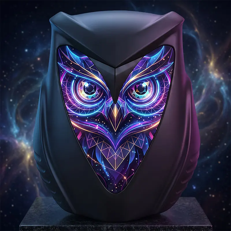 LED Knight Backpack Owl Black Style, Smart Bluetooth Programmable Screen, Hard Shell 15.6" Laptop Backpack with USB, DIY Animation, Cool Motorcycle Riding Gear for Men Biker (Power Bank Not Included)