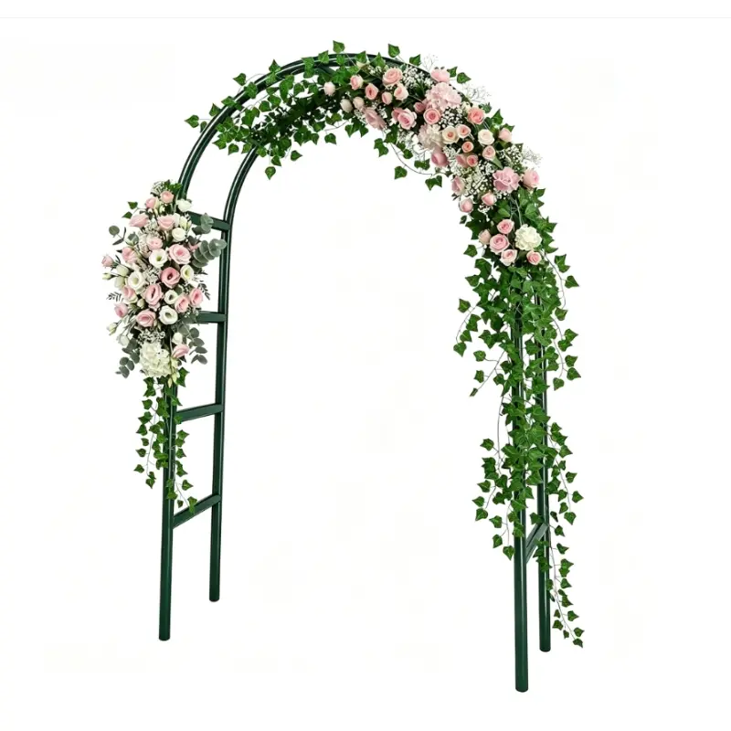 Metal Garden Arch Trellis for Climbing Plants, Outdoor Garden Arch & Archway Frame, Decorated with Pumpkins, Balloons and Rose Vines for Halloween, Wedding, Christmas and Birthday Party Decorations, Outdoor Garden Accessory