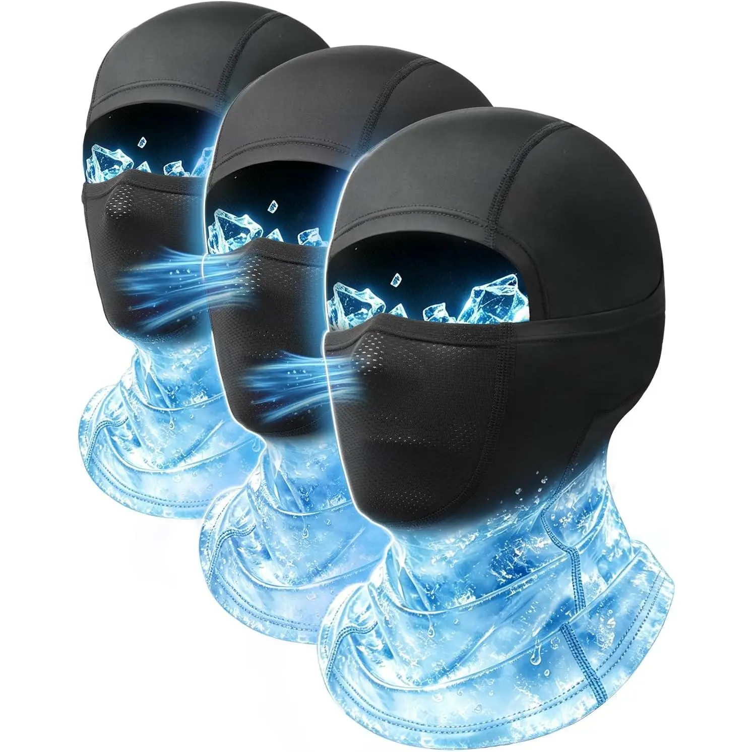 3-Pack Cooling Balaclava Silk Mask - Breathable Mesh Universal-Fit Sun Protection for Motorcycle Riders, Construction Workers - Party, Halloween Party Use, One Size