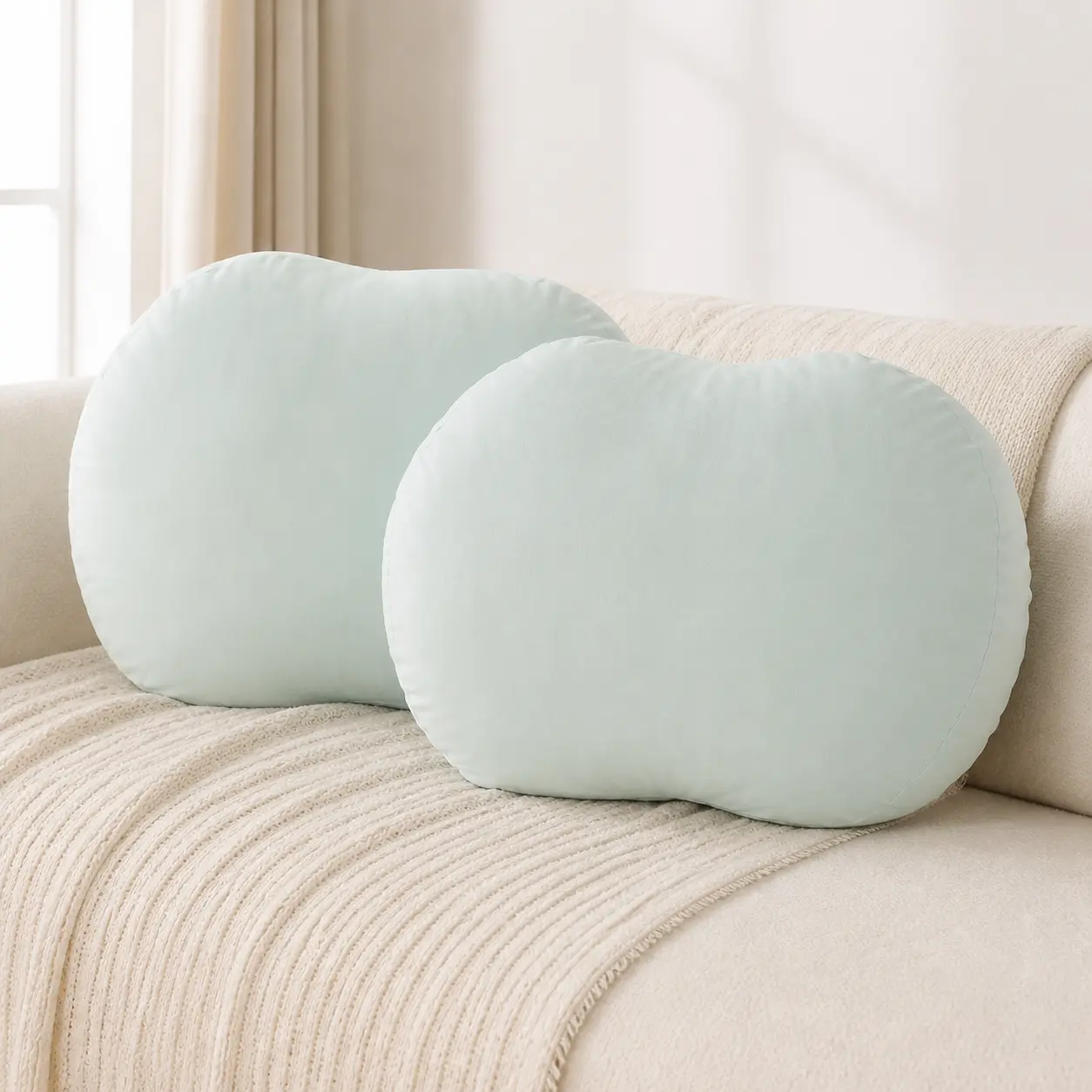 Set of 2 Super Soft Aqua Throw Pillows, Cute Decorative Accent Cushions for Couch, Bed, Bedroom & Dorm Room Decor