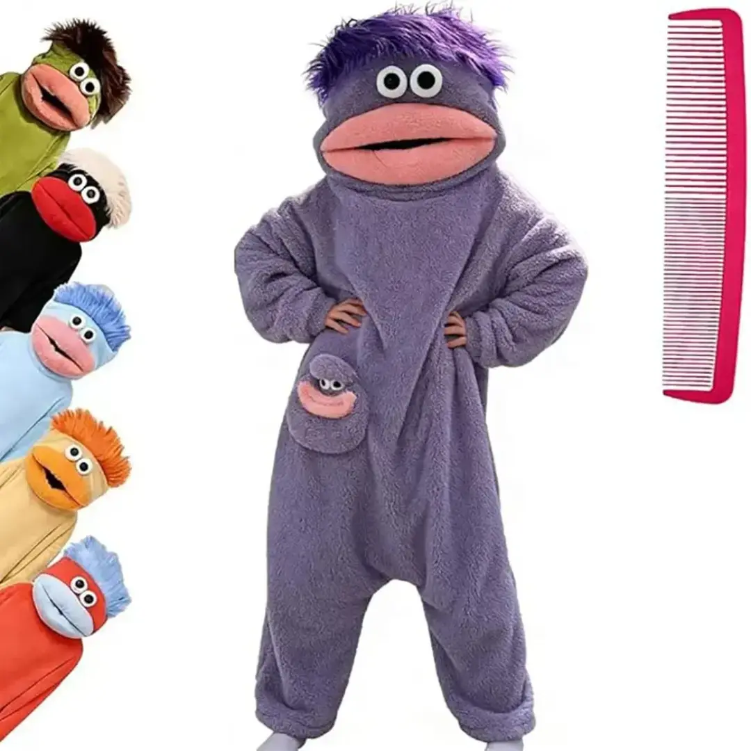 Unisex Funny Big Mouth Monster Adult Onesie Pajamas, Oversized Plush Thick Fleece Hooded One Piece Kigurumi with Large Comb, Cozy Winter Sleepwear Halloween Costume, Home Loungewear Party Outfit and Gag Gift for Women Men 2026