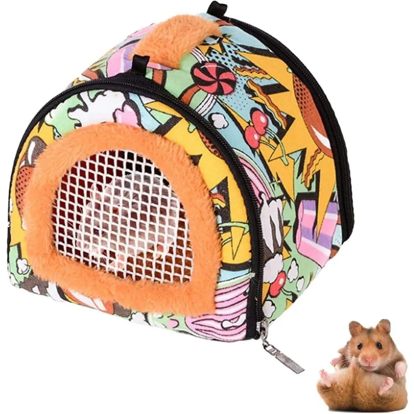 Hamster Carrier Bag Gerbil Outgoing Travel Pouch Sugar Glider Breathable Carrying Strap with Zipper Suitable for Rat Hamster Mice