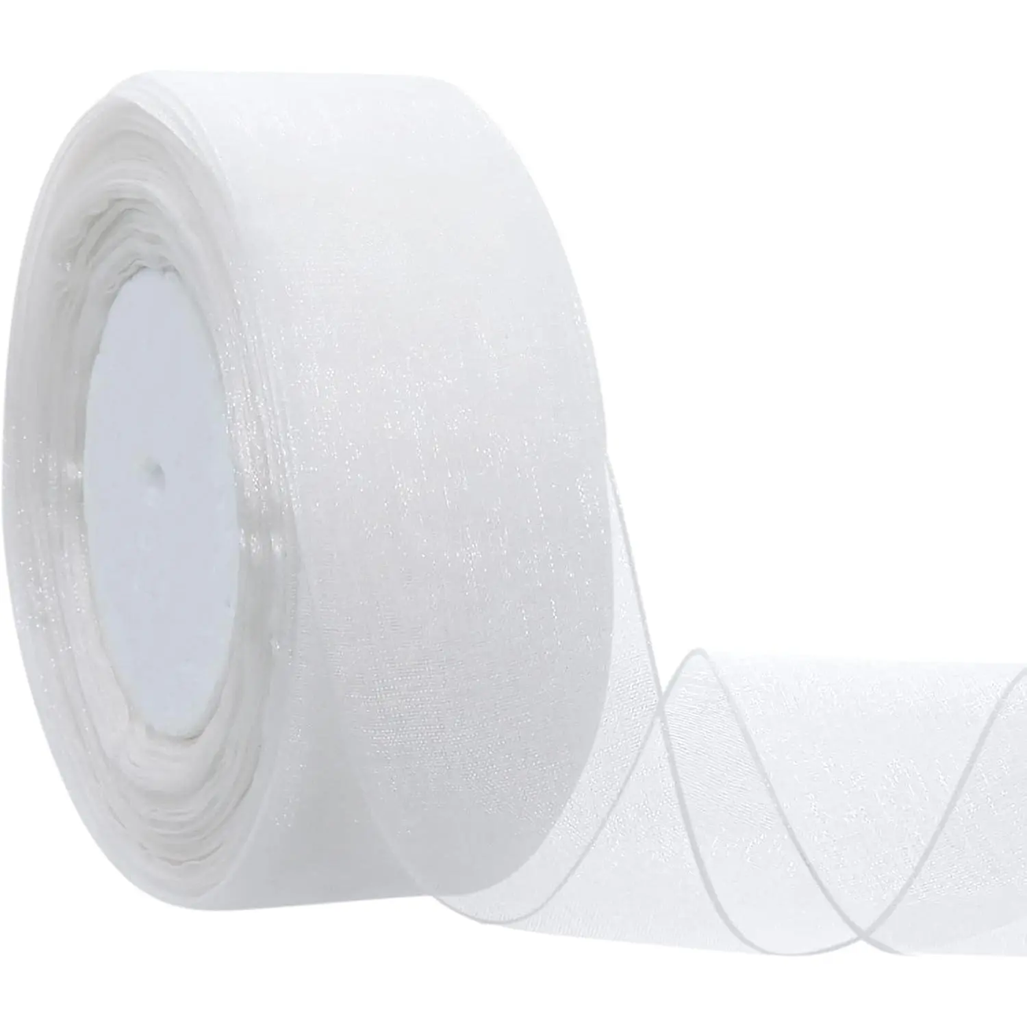 1-1/2 Inch Sheer Organza Ribbon for Gift Wrapping, Party Decoration 50 Yards/Roll (White)