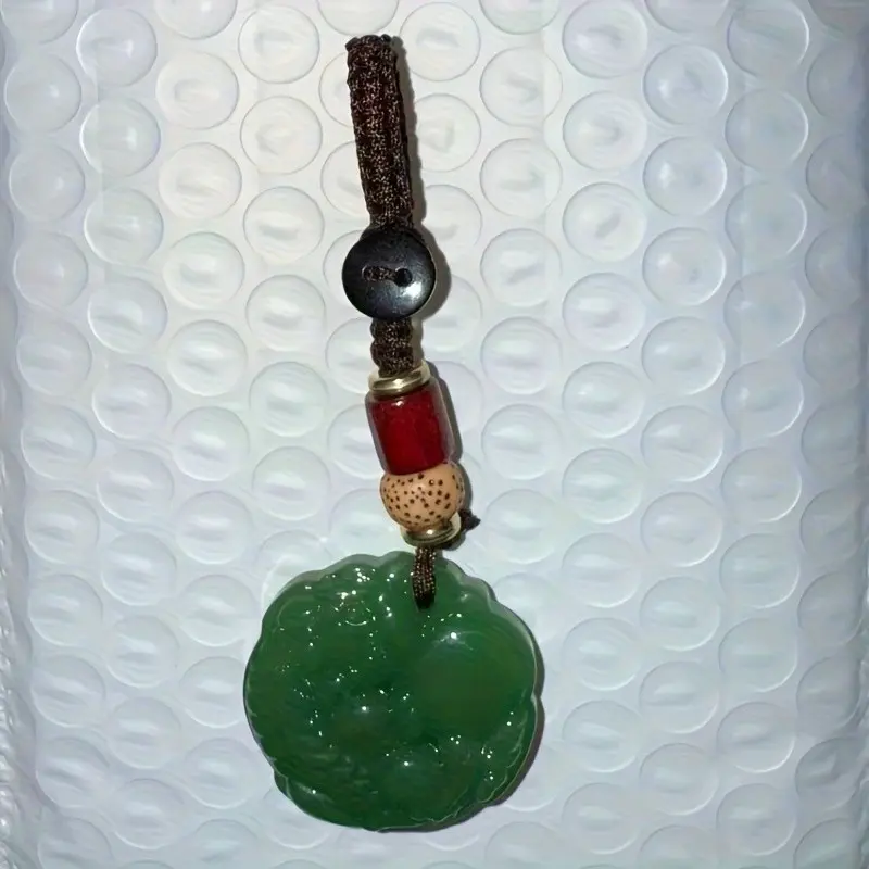 Natural Jade Pixiu Keychain, Attracts Wealth and Prosperity, Handmade Dual-Sided Feng Shui Car Key Pendant, Perfect Father's Day Gift