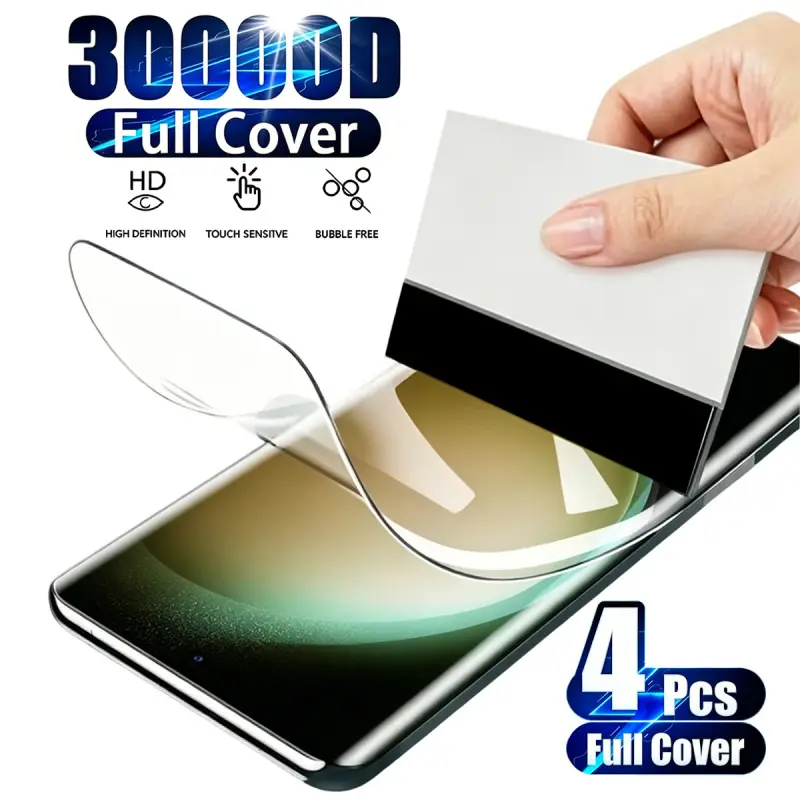 4-piece set (hydrogel high-definition) ultra-thin hydrogel full coverage film, suitable for the Galaxy S8/S8+/S9 series screen protector, sensitive to touch, scratch-resistant and wear-resistant