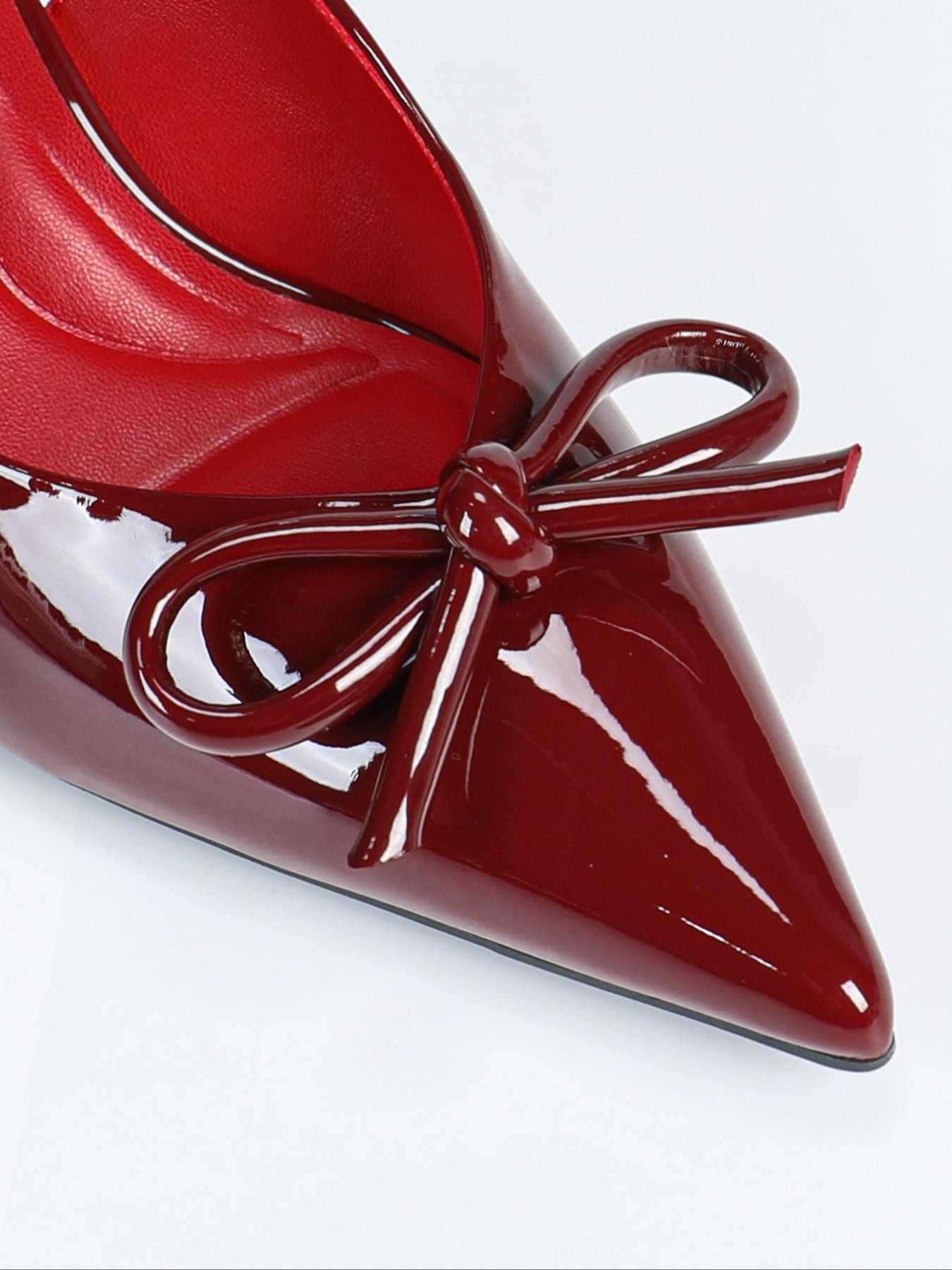 Fashionable Glossy Bowknot Decor Stiletto Heels, Elegant Slingback High Heels for Party, Daily Clothing Decor, Trendy All-match & Exquisite Heels for Women & Girls