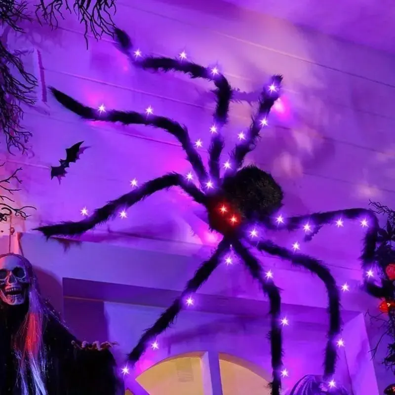 Halloween Spider Decoration Light, Giant Spider Lamp, Foldable Party House Decor, Indoor/outdoor Courtyard, Porch, Haunted House Decor