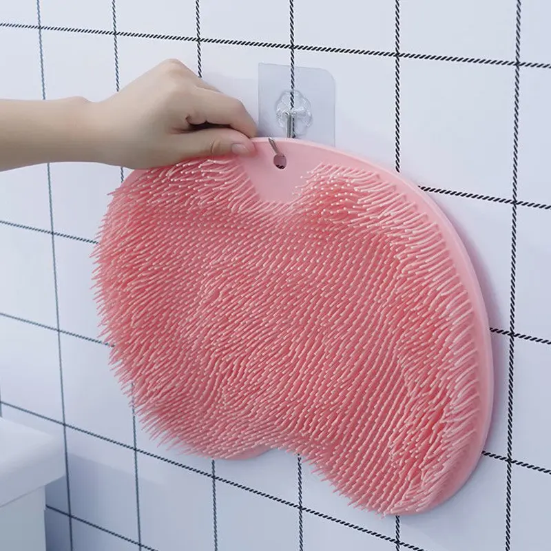 Multi-Functional Bath Squeegee Pad, Strong Wall Mount Shower Back Scrubber, Essential Bathroom Accessory, Lazy Person's Foot & Back Cleaner, Bath Accessories, Bathroom Essentials
