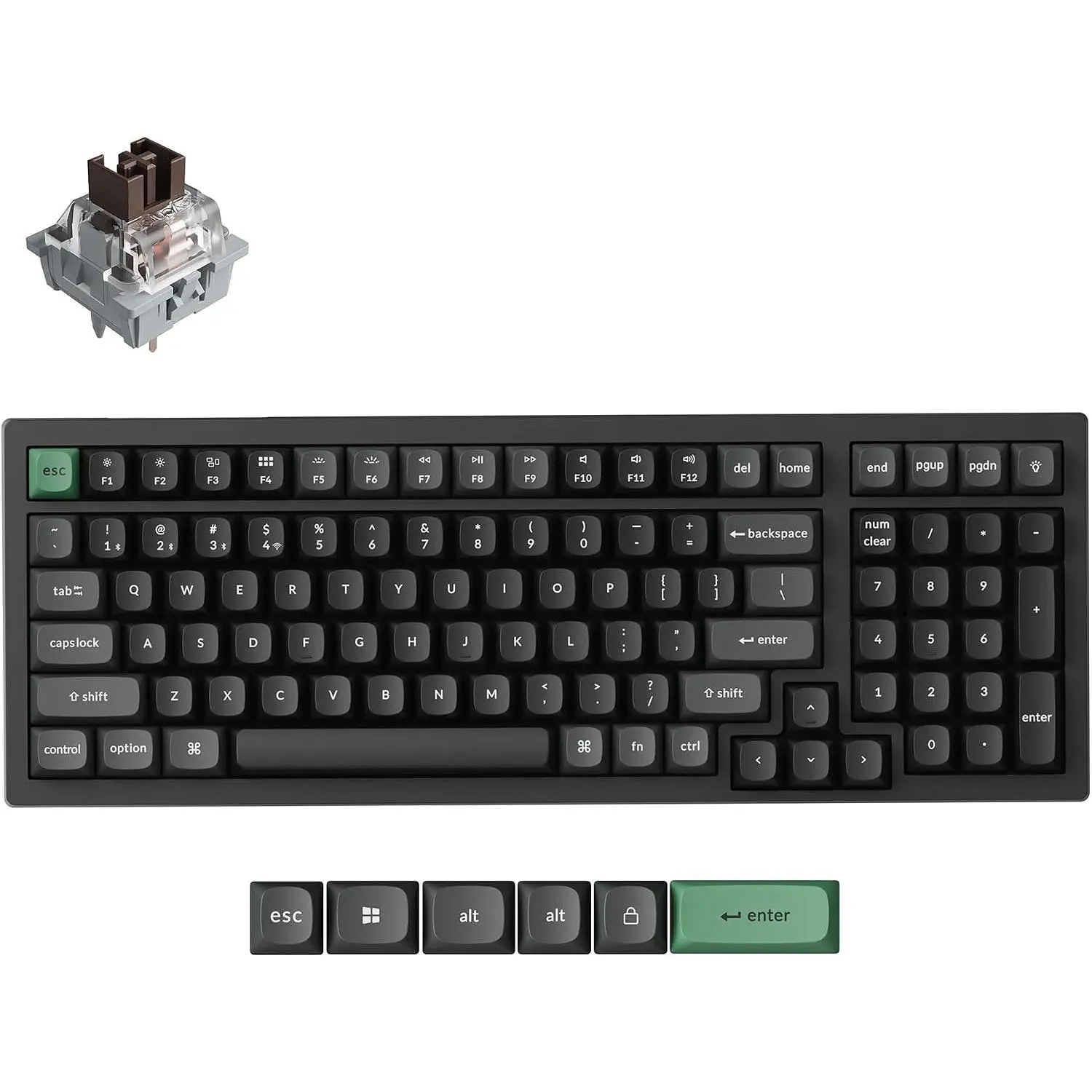 K4 Ultra 8K  Mechanical Keyboard 96% with Numpad, 2.4 GHz//Wired, 600h  Life ZMK Launcher, RGB Hot-Swappable with Apex Brown Switches, PBT Keycaps,  Windows Linux