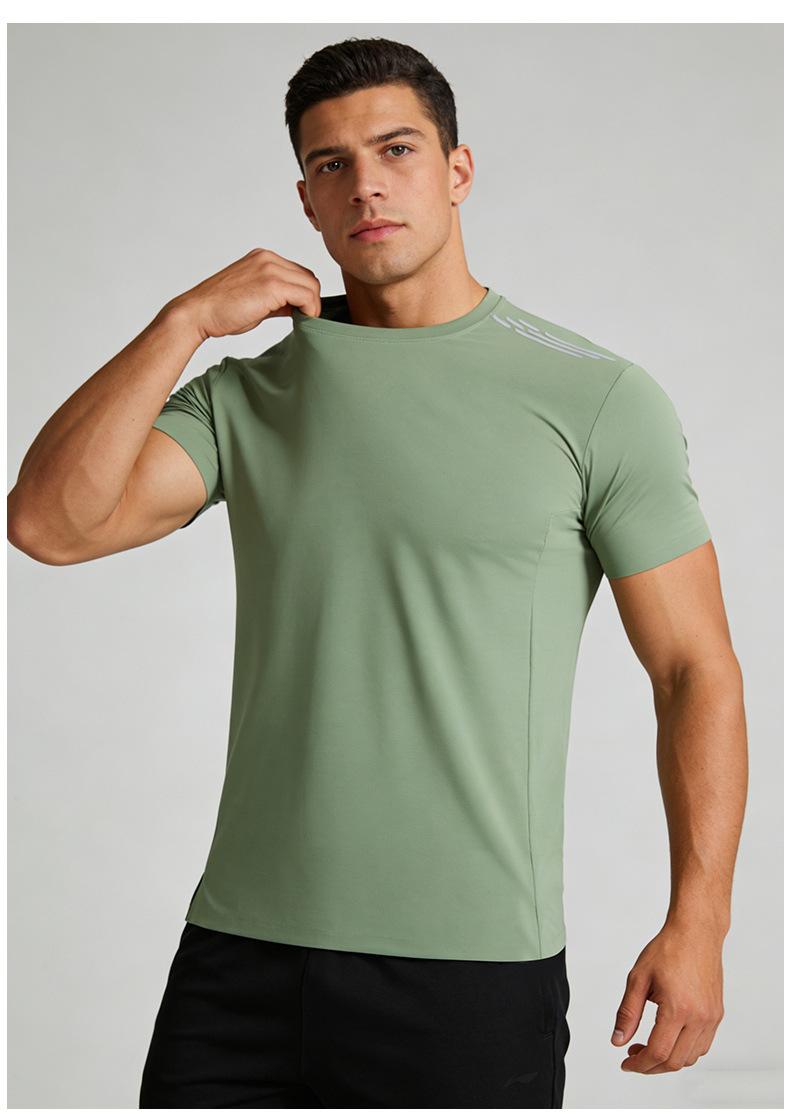 Smooth Nylon Wear-Resistant Ice Silk Quick-Dry T-Shirt for Men, Fitness Running Sports Short Sleeve