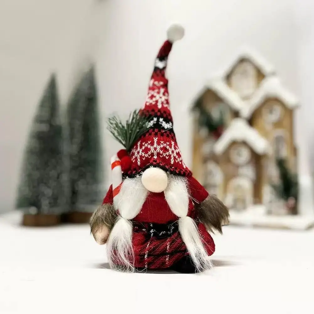 1 Pcs Winter Holiday Gnome Decorations, Cute Faceless Santa Plush with Pine Needle & Candy Cane Details, Indoor Home Decor Toy for Kids Teens 12-18+, Christmas Gift, 2026 Trendy Choice