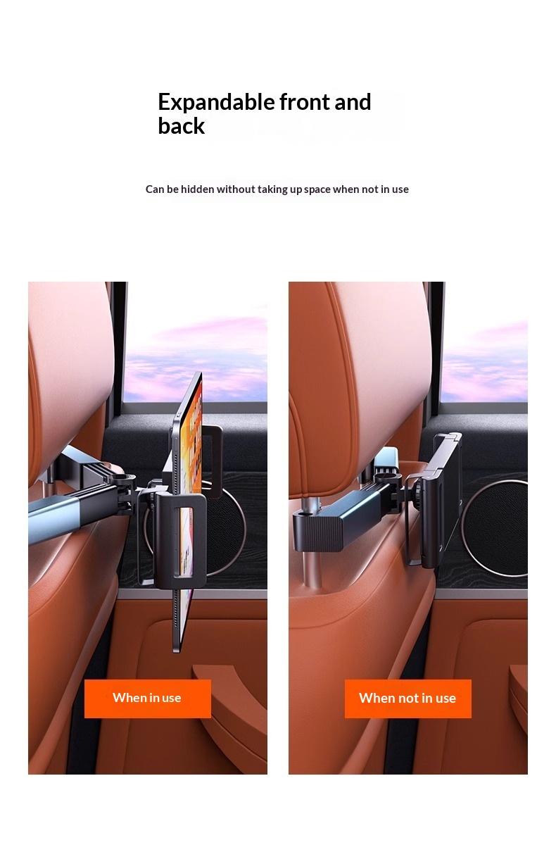 Car tablet bracket, rear seat back ipad support frame, rear seat headrest retractable, rotatable and fixed mobile phone bracket