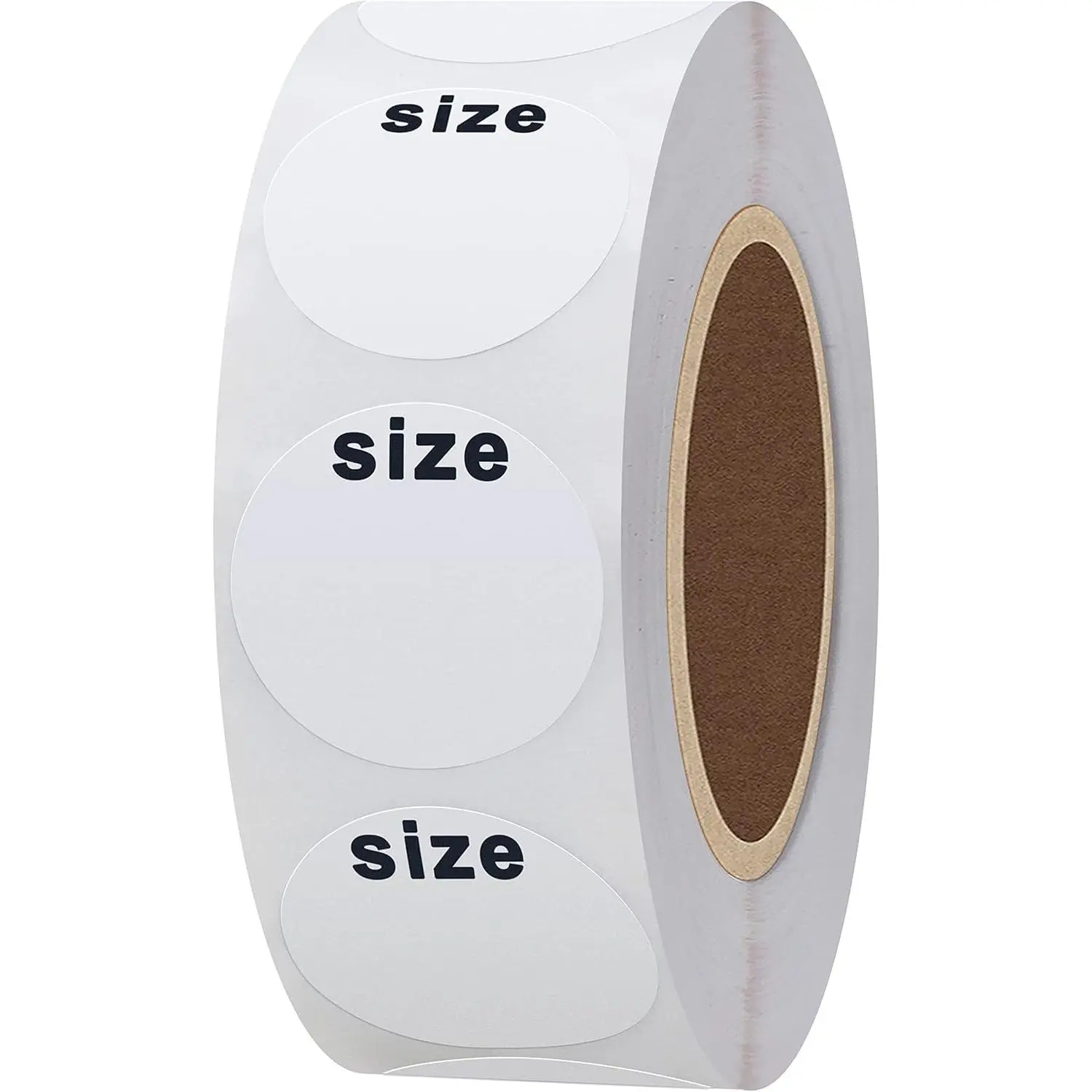 White Blank Clothing Size Stickers 1 Inch Round Adhesive Labels for Apparel Retail Total 500 Per Roll