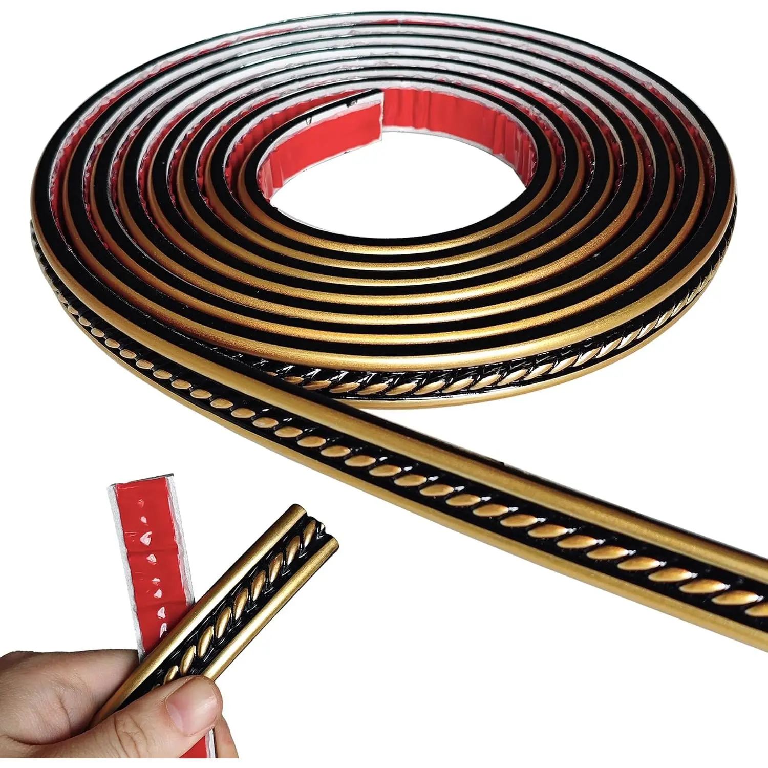 Peel and Stick Molding Trim Self Adhesive Flexible Wall Trim Crown Molding  Strip for Tile  Wall Panels Picture Mirror Frame Border  Corner Ceiling Wallpaper Decor (Black , 120 inches)