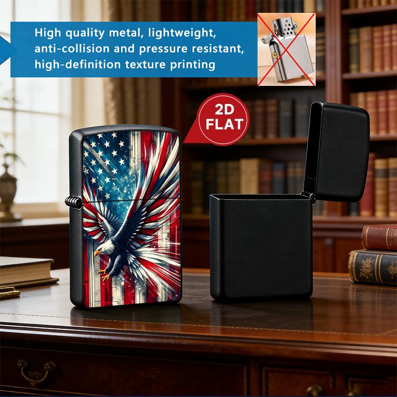 Vintage American Bald Eagle US Flag Cigarette Pack Case + Lighter Shell, Distressed Flag Design, Proud American Gift for Him, Memorial Day Accessory