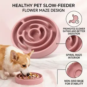 Plastic Dog Slow Feeder Bowl, Anti-Choke Design Ensures Safe Eating, Puzzle Snack Bowl Protects Neck, Pet Feeding Accessories