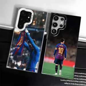 No.10MESSI Stylish Black & White  Acrylic Shockproof Phone Case for Samsung S26 S25 S24 S23 S22 Plus Ultra and iPhone 17 Air 16 15 14 13 12 11 Pro Max Plus , Football-Themed Smartphone Accessory, Cellphone Protector