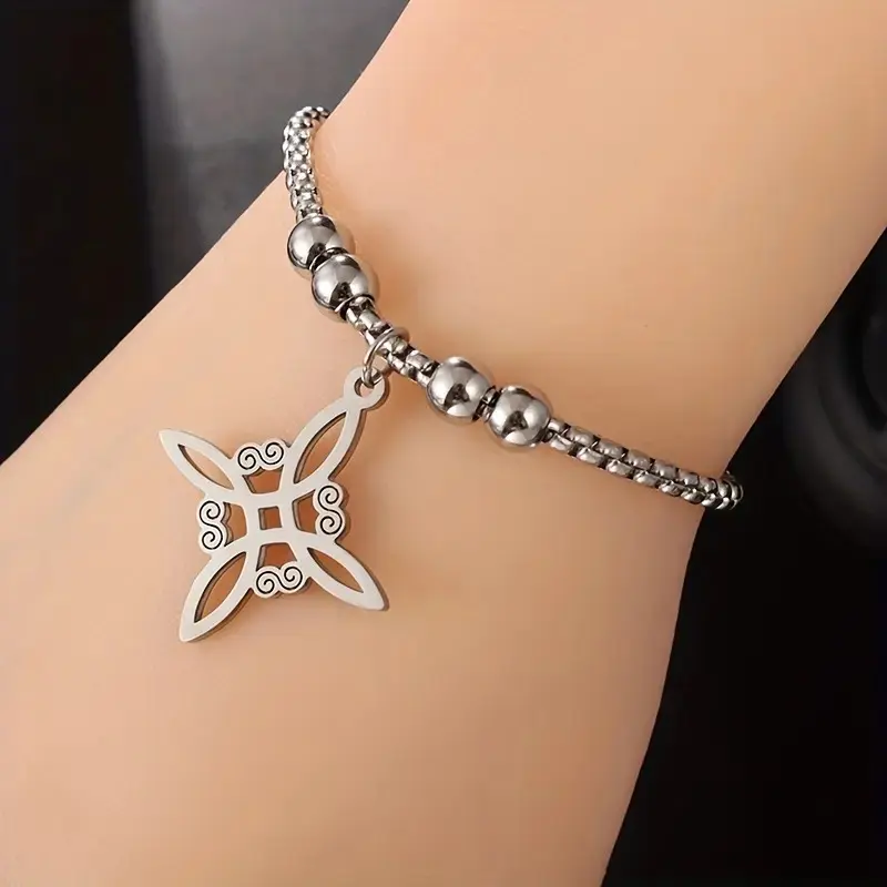 [Stainless Steel Charm] Stainless Steel Celtic Knot 1pc Wiccan Protection Charm Bracelet| Geometric Symbolism, Minimalist Everyday & Party, Durable Spiritual Amulet, Spiritual Protection| Mystical Charm| Durable Bracelet